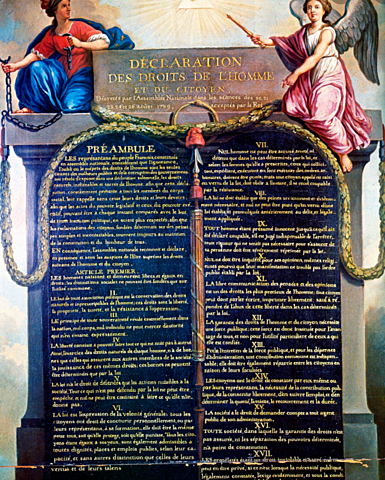 France writes the Declaration of the Rights of Man