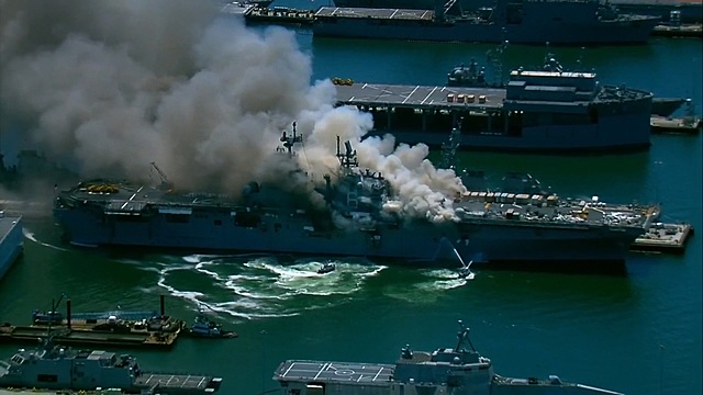 18 sailors are injured by an explosion and fire on the&nbsp;USS Bonhomme Richard&nbsp;in San Diego, California
