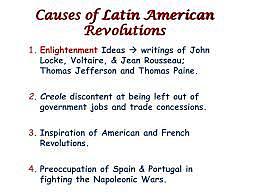 CAUSES OF LATIN AMERICA INDEPENDENCE