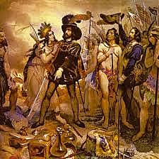 Cortes invades the Aztec