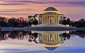 The Jefferson Memorial in Washington, D.C. is dedicated on the 200th anniversary of Thomas Jefferson's birth by President Franklin D. Roosevelt.