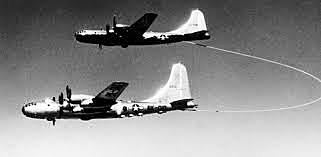 Captain James Gallagher lands the B-50 Lucky Lady II in Texas after completing the first around-the-world non-stop airplane flight