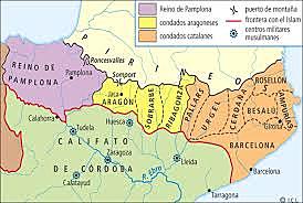 Surgimiento de los reinos de Asturias y Pamplona y de los condados de Aragón, Sobrarbe, Ribagorza y Barcelona.