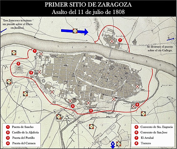 Primer Sitio de Zaragoza terminado, éxito español.