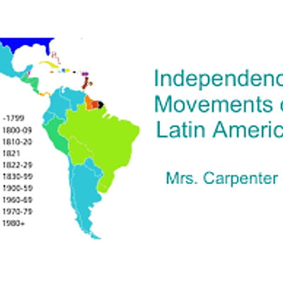 Timeline: LATIN AMERICA INDEPENDENCE AND SOUTH AMERICA