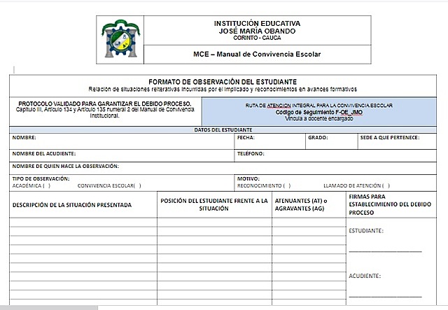 FORMATO PARA REPORTAR SITUACIONES