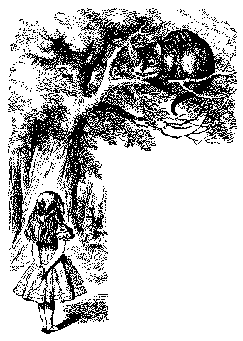 Alice meets the Cheshire-Cat in the forest