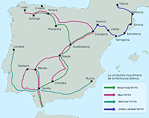 Penetración musulmana en la Península.