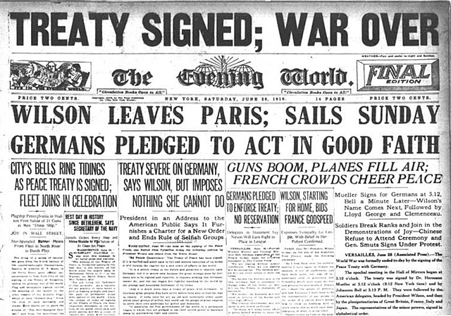 The Treaty of Versailles was Signed