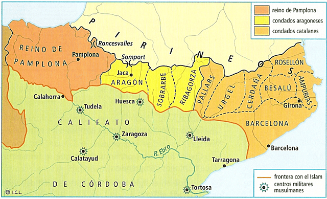 Surgimiento de los reinos de Asturias y Pamplona y de los condados de Aragón, Sobrarbe, Ribagorza y Barcelona