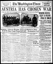 Austria-Hungary declared war on Serbia, Germany declares war on Russia
