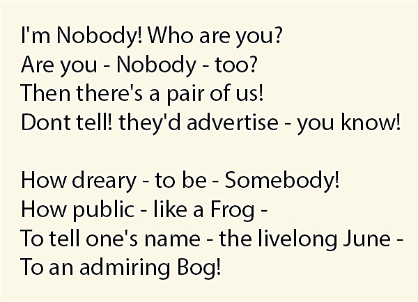 I'm Nobody! Who are you? (poem)