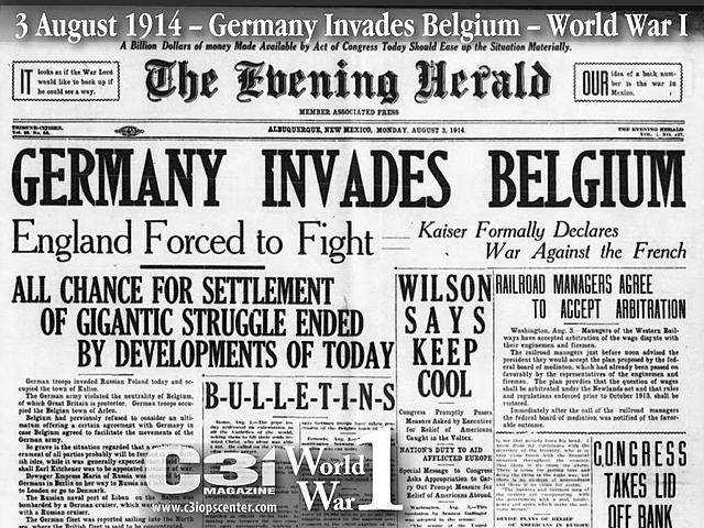 Germany invades Belgium, Belgium Enters War; Schlieffen Plan