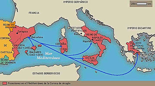 -Los almogávares entregan a Aragón los ducados de Atenas y Neopatria.