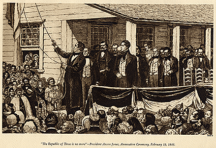 U.S. annexes Texas by joint resolution of Congress