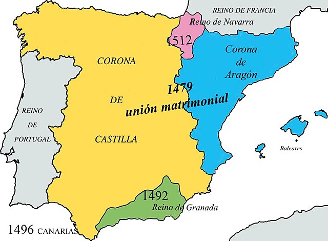 Unión de Castilla y Aragón bajo los Reyes Católicos.