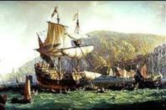 Mayflower ship lands at Cape Cod