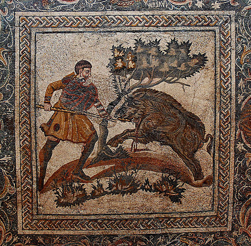 Mosaico con cacería de jabalí