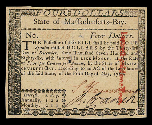Massachusetts First Uses Paper Money