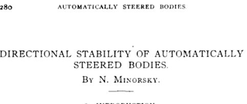 Nicolas Minorsky publica "Directional stability of automatically steered bodies"