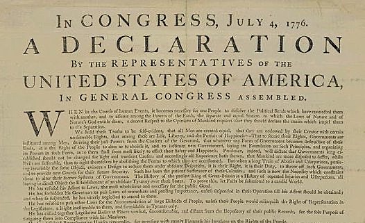 Continental Congress adopts Declaration of Independence