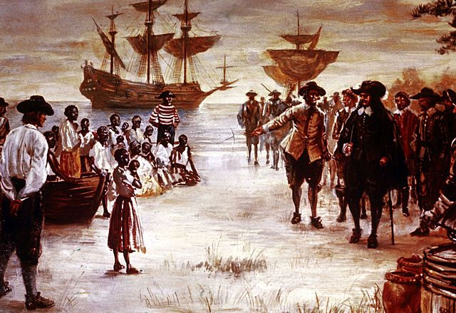 The First Women and Slaves entering the Colony