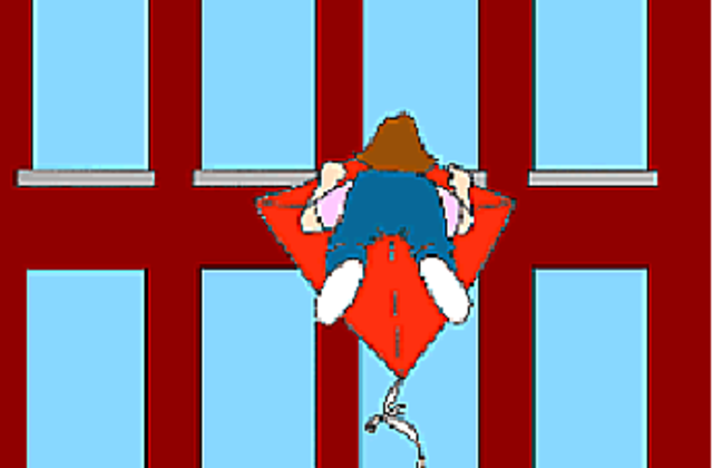 The kite headed straight for an apartment building.