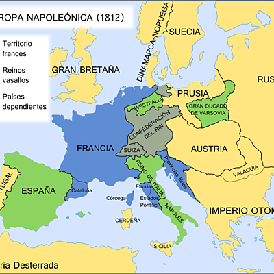 Timeline: europa napoleonica(1812): Napoleón se declaró emperador de Francia y se convirtió en un dictador militar. En la guerra venció a sus tres principales enemigos continentales: Austria, Rusia y Prusia. conquistó gran parte e la Europa continental para Francia