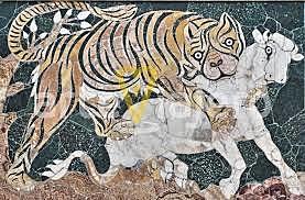 Mosaico Tigre atacando a un ternero