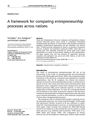 Aldrich, H. E. & Baker, T.