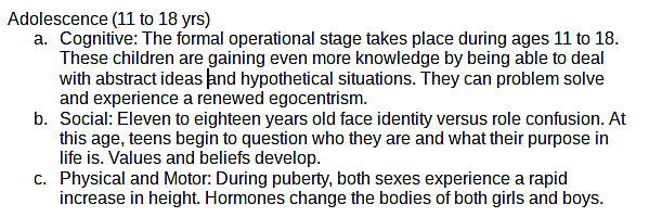 Adolescence (11-18)