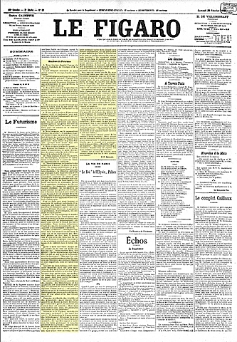 Pubblicazione manifesto del Futurismo