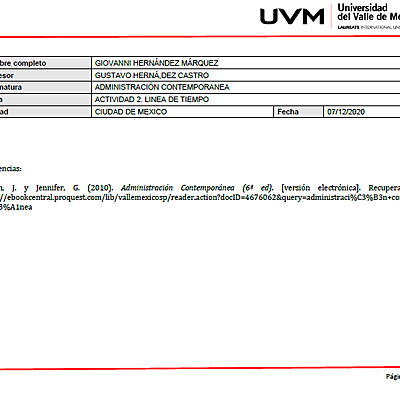 Timeline: Línea de tiempo administración