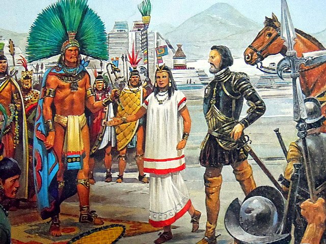 Encuentro de Hernán Cortés con Moctezuma