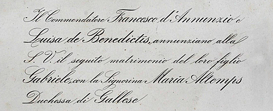 Matrimonio Gabriele D'Annunzio