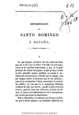 Reincorporación de Santo Domingo a España.