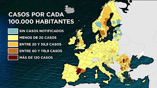 La Extensión de casos por COVID-19