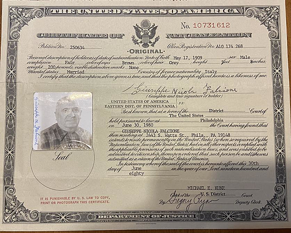 Giuseppi Becomes a Citizen