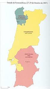Tratado de Fontainebleau para el reparto de Portugal entre España y Francia.