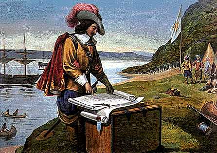Champlain arrives in North America