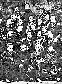 Núcleo provisional de la Internacional en Madrid, formada por pintores, tipógrafos, sastres, grabadores, zapateros, carpinteros, doradores, litógrafos, cordeleros, equitadores y periodistas.