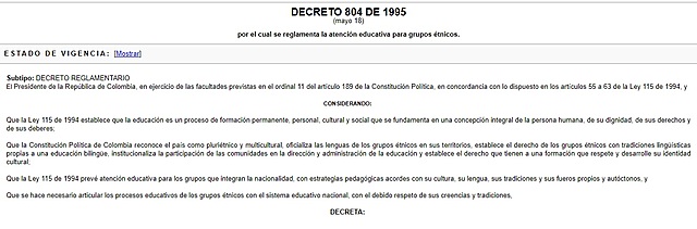 Decreto 804, expedido en 1995
