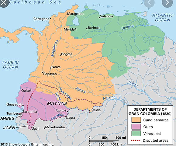 Bolivar’s Gran Columbia gains its independence