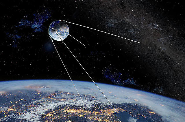 Lanzamiento del primer satélite orbital, el Sputnik l.