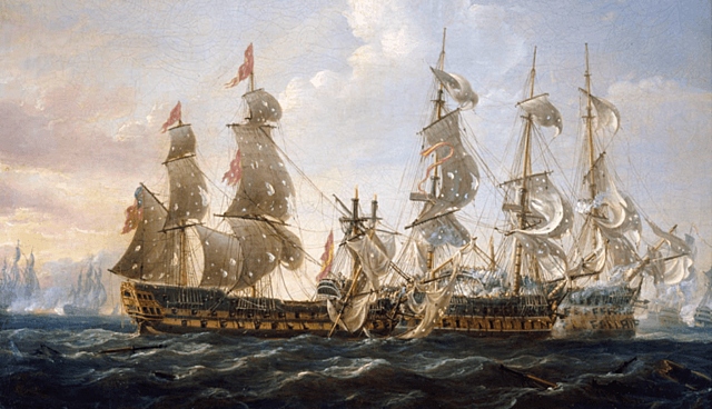 España entra en guerra con Reino Unido. Batalla del cabo de San Vicente (victoria  británica)