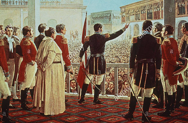 Jose de San Martin frees Peru from Spain