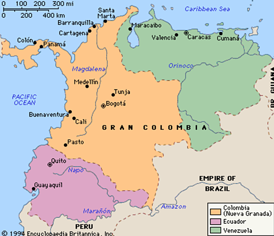 Bolivar’s Gran Columbia gains its independence