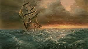 Ship sailed into a storm