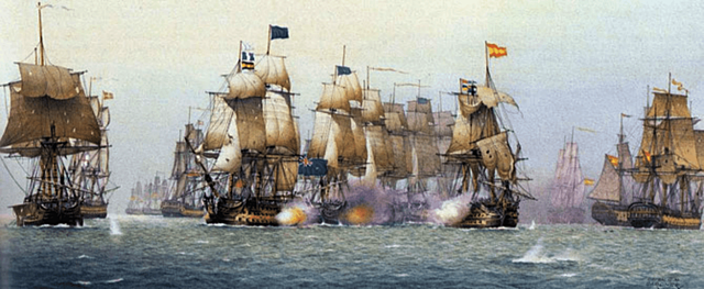 España entra en guerra con Reino Unido. Batalla del cabo de San Vicente (victoria  británica)