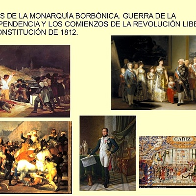Timeline: BLOQUE 5: Crisis de la monarquía borbónica. La Guerra de la Independencia y los comienzos de la revolución liberal. La Constitución de 1812.